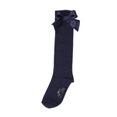 A'Dee Girls Navy Bow Knee High School Socks
